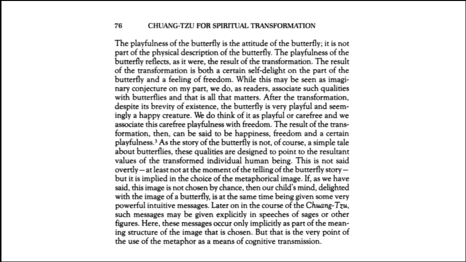 Hobbies versus hustles - butterfly interpretation from Chuang-Tzu for Spiritual Transformatio