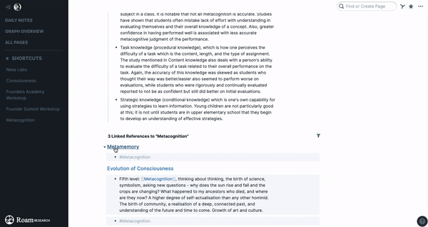 Roam Research - drag content from side panel