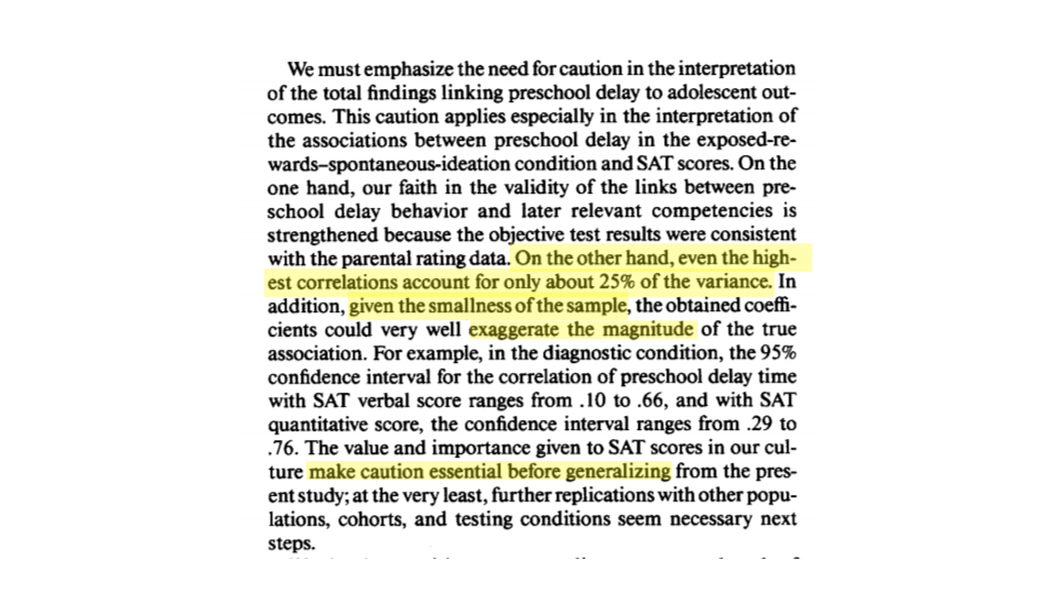 Marshmallow test limitations