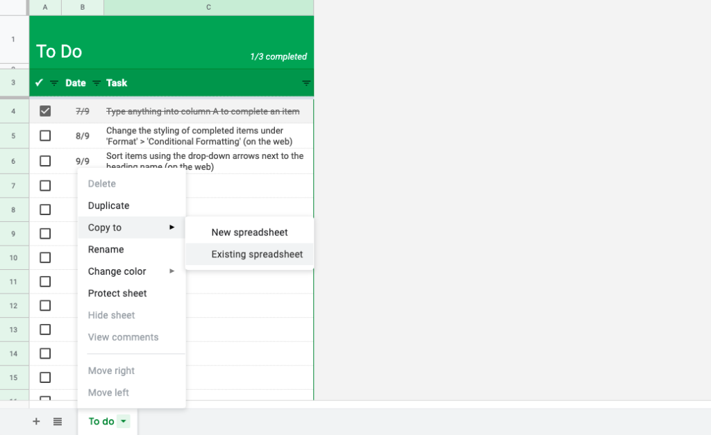 Google Sheets Life Dashboard - To Do list