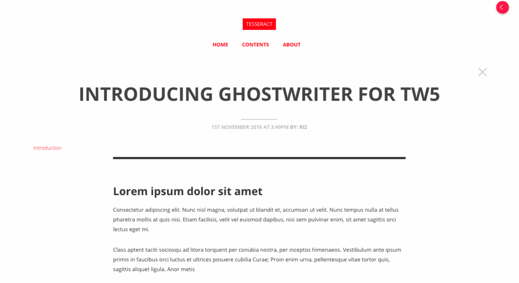 Ghostwriter theme for TiddlyWiki