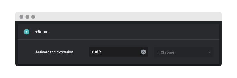 Plus Roam extension - create keyboard shortcut in Chrome