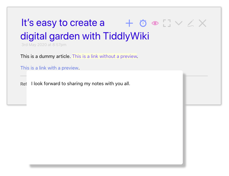 TiddlyWiki Preview Popup