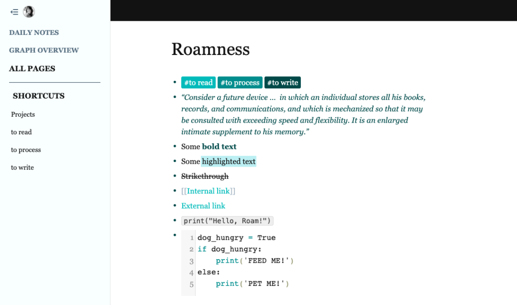 Roamness custom theme for Roam Research