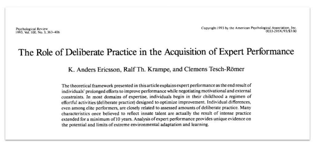 The role of deliberate practice in the acquisition of expert performance - research paper