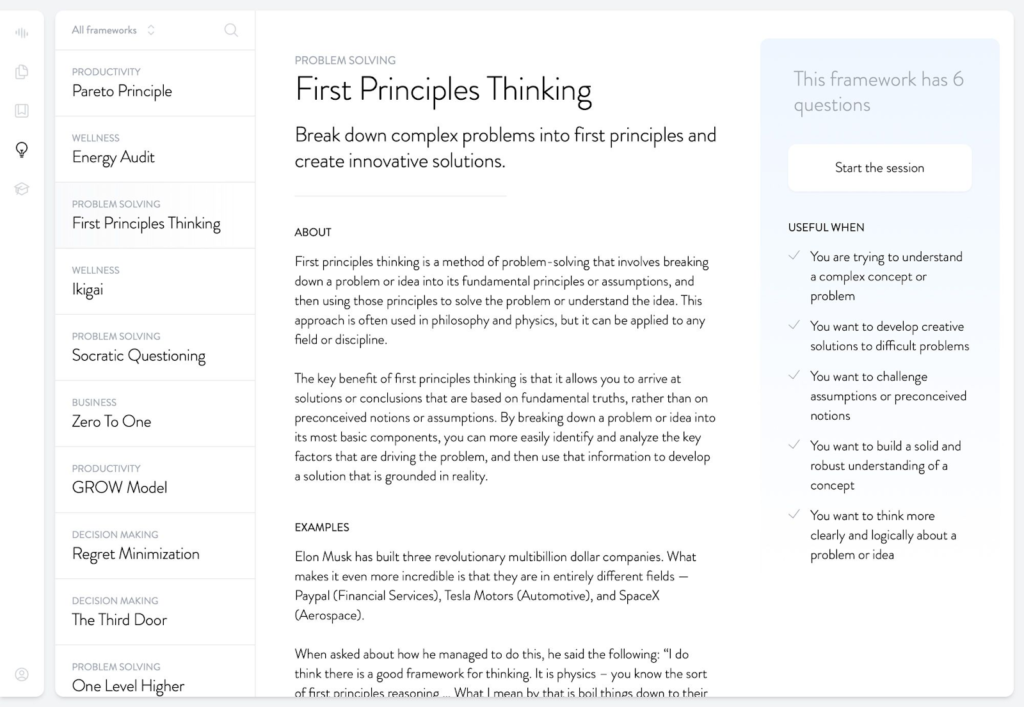 Mindsera – First Principles Thinking