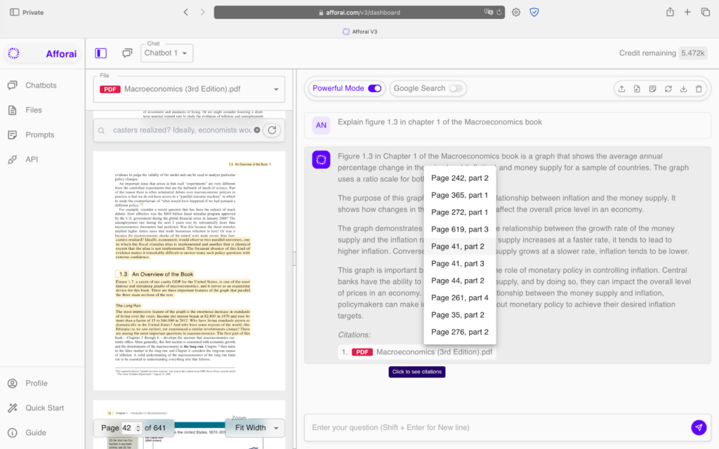 Accurately verify your chatbot's answer with Afforai's data citation feature